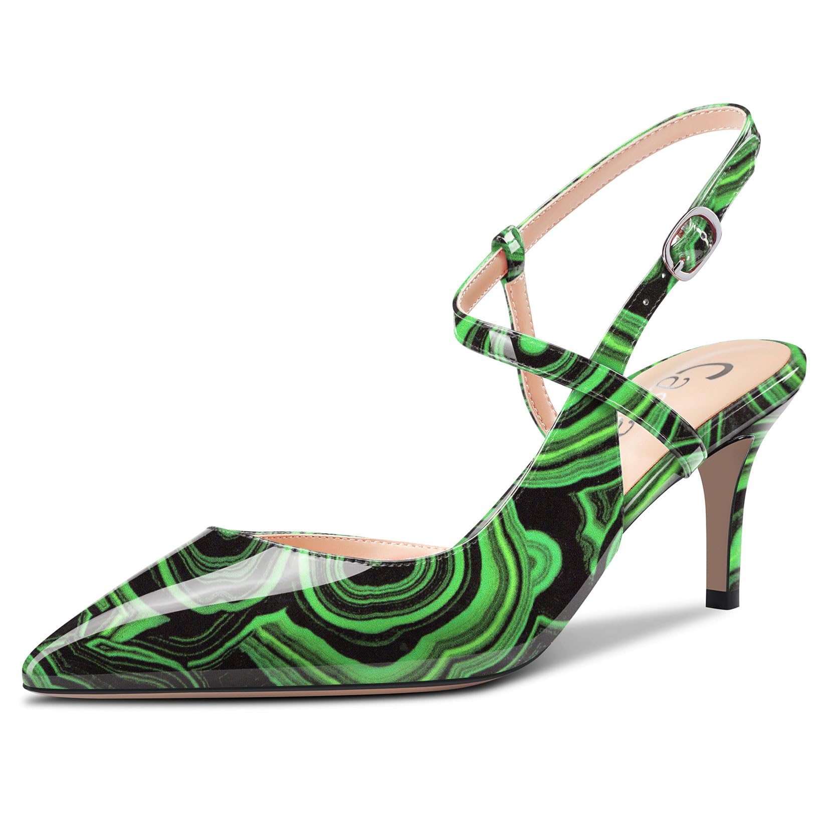 Castamere Women's Medium Pointed Toe Kittens Heel Ankle Strap Pumps Slingback Dr