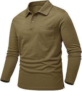 JHMORP Men's Polo Shirts Long Sleeve Quick Dry Outdoor Sport Tennis Running Golf Shirts with Collar Pocket