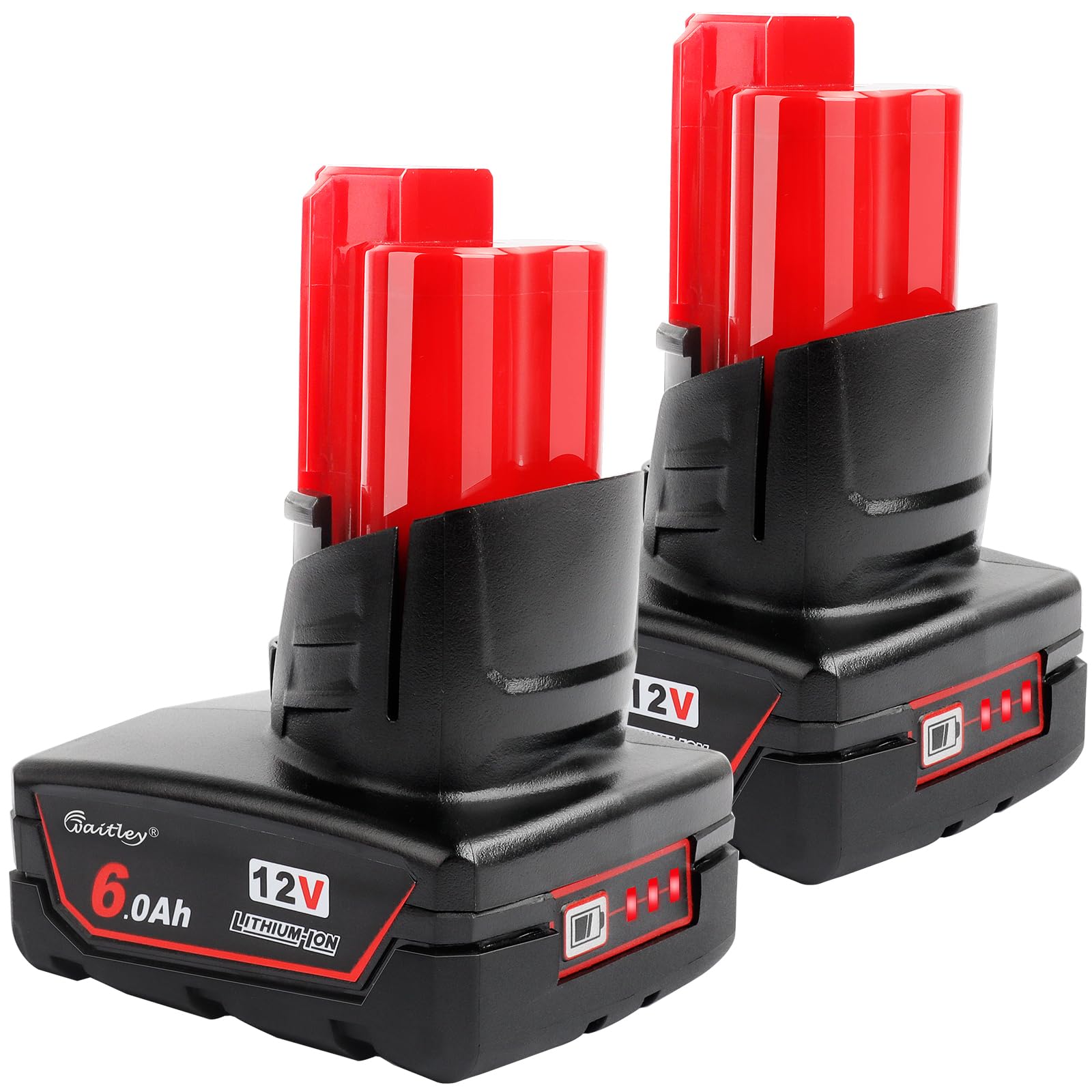 waitley 2 Pack 12V 6A Replacement Battery Compatible with Milwaukee 12V Power To
