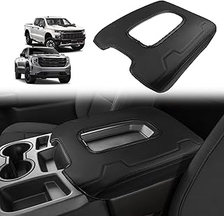 Muslogy Armrest Cover for Silverado/Sierra 2019-2026, Regular Thick, Bench | Center Console Cover Lid Protector Cushion, Custom Fit, Comfort, Vegan Leather, for Chevy Silverado & GMC Sierra Accessories