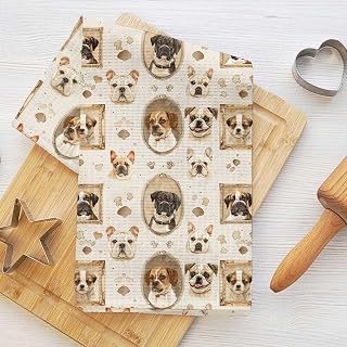 Vintage Dog Portrait Kitchen Towel, Whimsical Decorative Absorbent Microfiber Dish Cloth Tea Towel for Farmhouse Home Bathroom Dog Lovers Gift 5