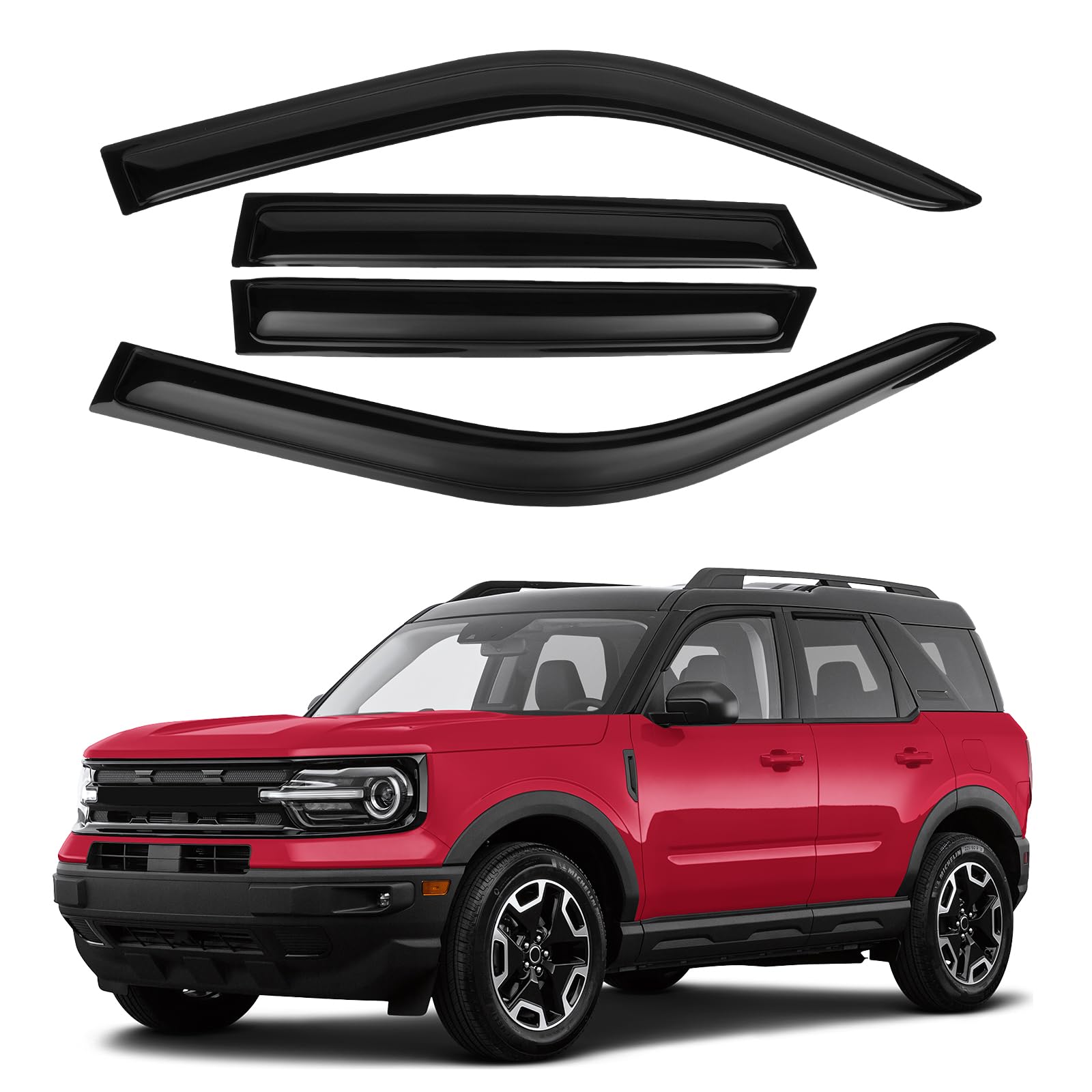 Canvcle Rain Guards - Window Visors for Ford Bronco Sport 2021-2025 2026, Outsid