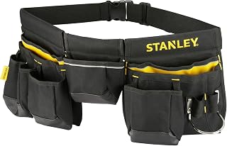 STANLEY Essential Tool Belt Pouch Apron, 1-96-178 | Multiple pockets, Integrated Hammer Loop, Tape Pocket for Easy Reach When Working, Adjustable Belt and Buckle