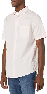 Amazon Essentials Men's Stretch Poplin Shirt, Short Sleeve (Available in Plus Sizes)