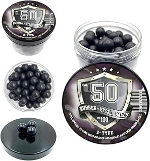 Rubber-Steel Balls 100 pcs. Premium Quality Hard Rubber Balls Mixed with Steel Powder 2.7 Grams Heavy Reusable Projectiles for Shooting Training Home Defense Pistols in 50 Caliber