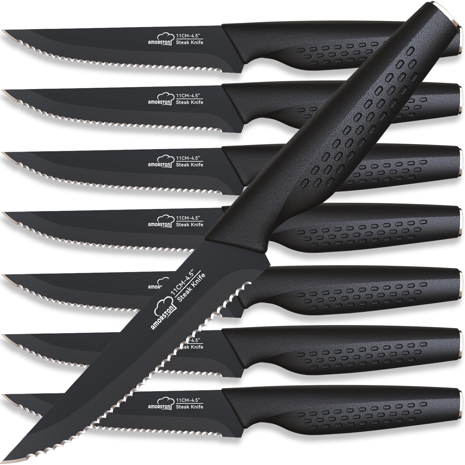Amorston Steak Knives, Steak Knives Set of 8, Stainless Steel Steak Knife Set, S