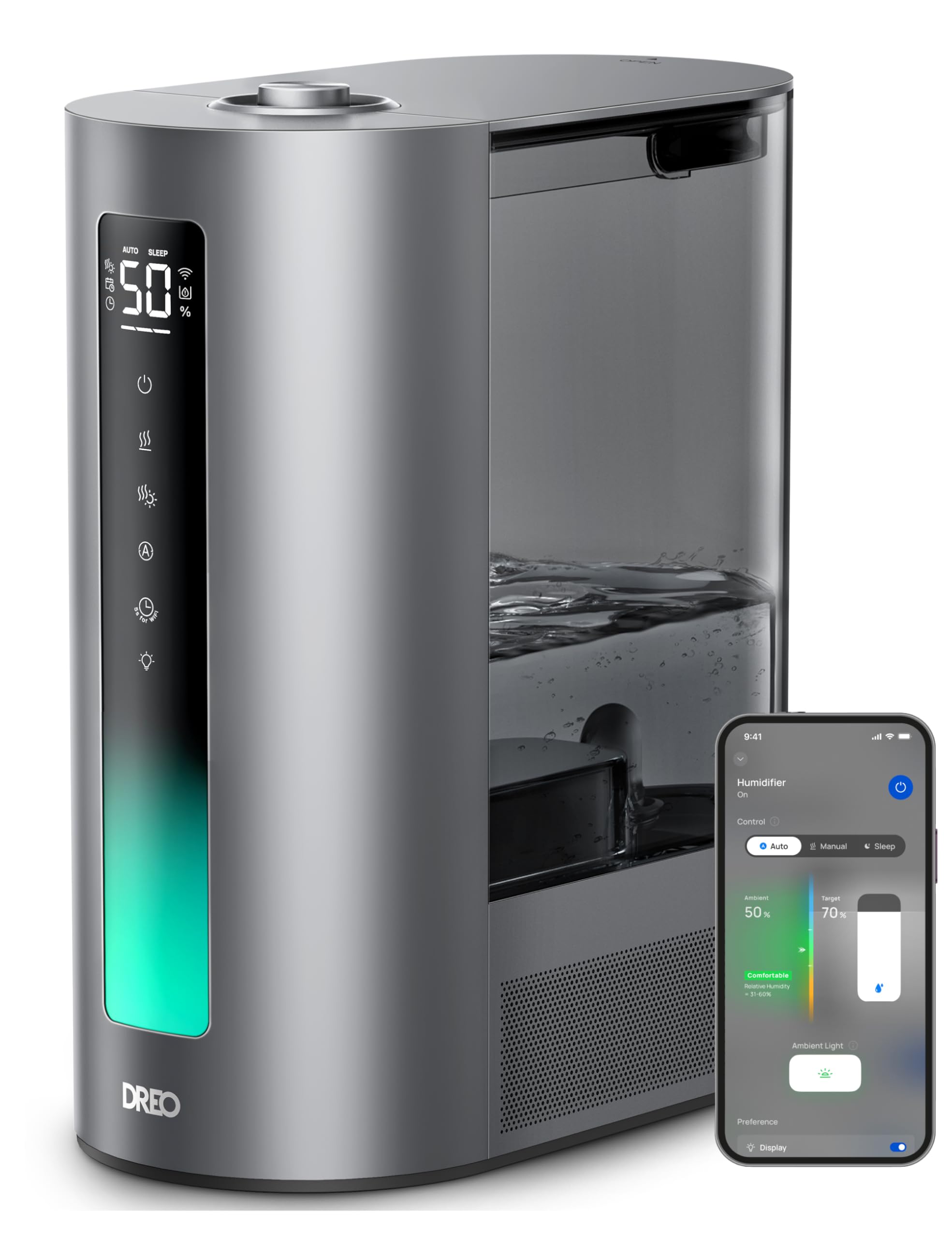 DREO 6L Smart Humidifiers for Bedroom, Warm & Cool Mist for Large Room | 60-Hour