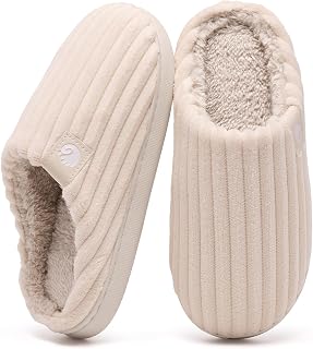 Guyarns House Slippers Women Men Winter, Warm Memory Foam Slippers Corduroy Velvet Non-Slip Sole Slippers Comfortable Indoor Outdoor