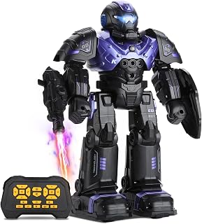 SWTOIPIG RC Robot Toys, Gesture & Remote Control Programmable Robot | Gesture & remote dual control robot with combat gear, shield, 50 DIY actions, 8 dance songs,STEM learning