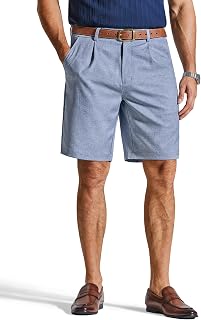 COOFANDY Pantalones cortos casuales para hombre, plisados, parte delantera, de lino texturizado, de 9 pulgadas