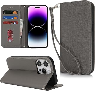 【Hamany】 Compatible iPhone 14 Pro Max Case, Folio, Strap, Card Storage, Stand Function, iPhone 14 Pro Max Case, Magnetic, Leather, Smartphone Case, Shockproof, Durable, Anti-friction, Mobile Case
