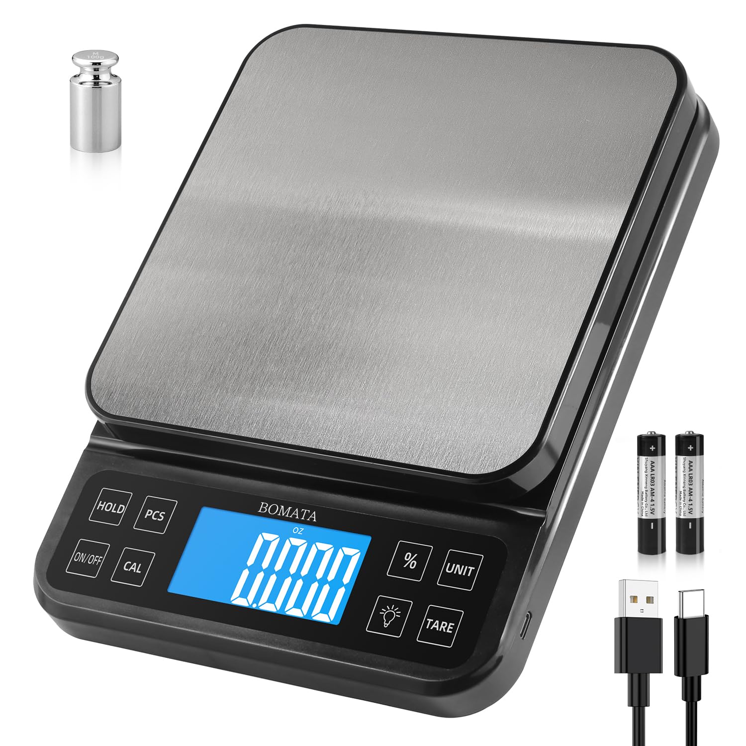 BOMATA Large Kitchen Scale 0.1g/0.001oz High Precision, 11lb Bakery Scale | % Pe