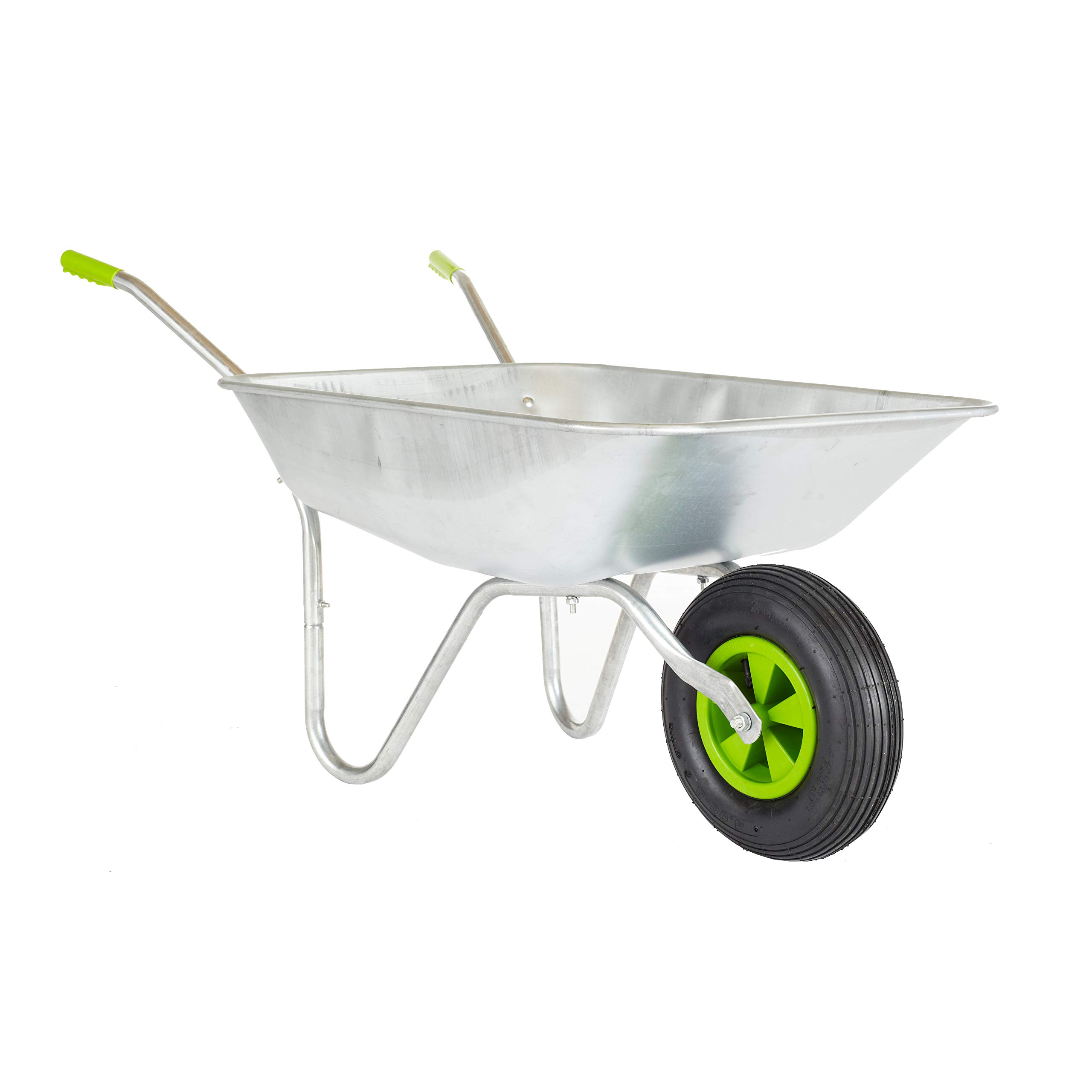 Neo Wheelbarrow Home Garden Cart Galvanised Metal with Pneumatic Tyre Silver (65