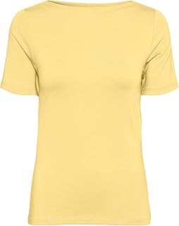 VERO MODA Panda Women's Basic Stretch Short Sleeve Boat Neck Top