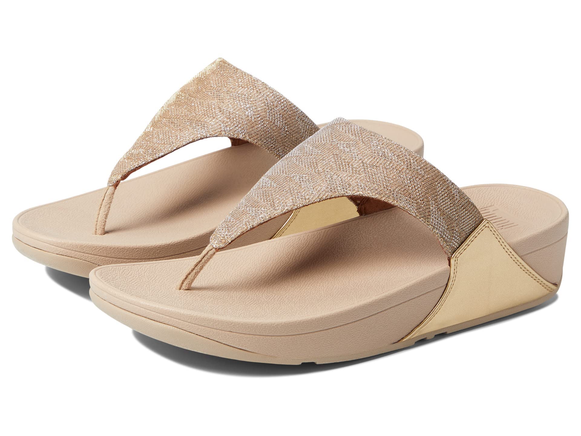 Fitflop Lulu Women's Glitz Toe-Post Sandal, Platinum, 36 EU