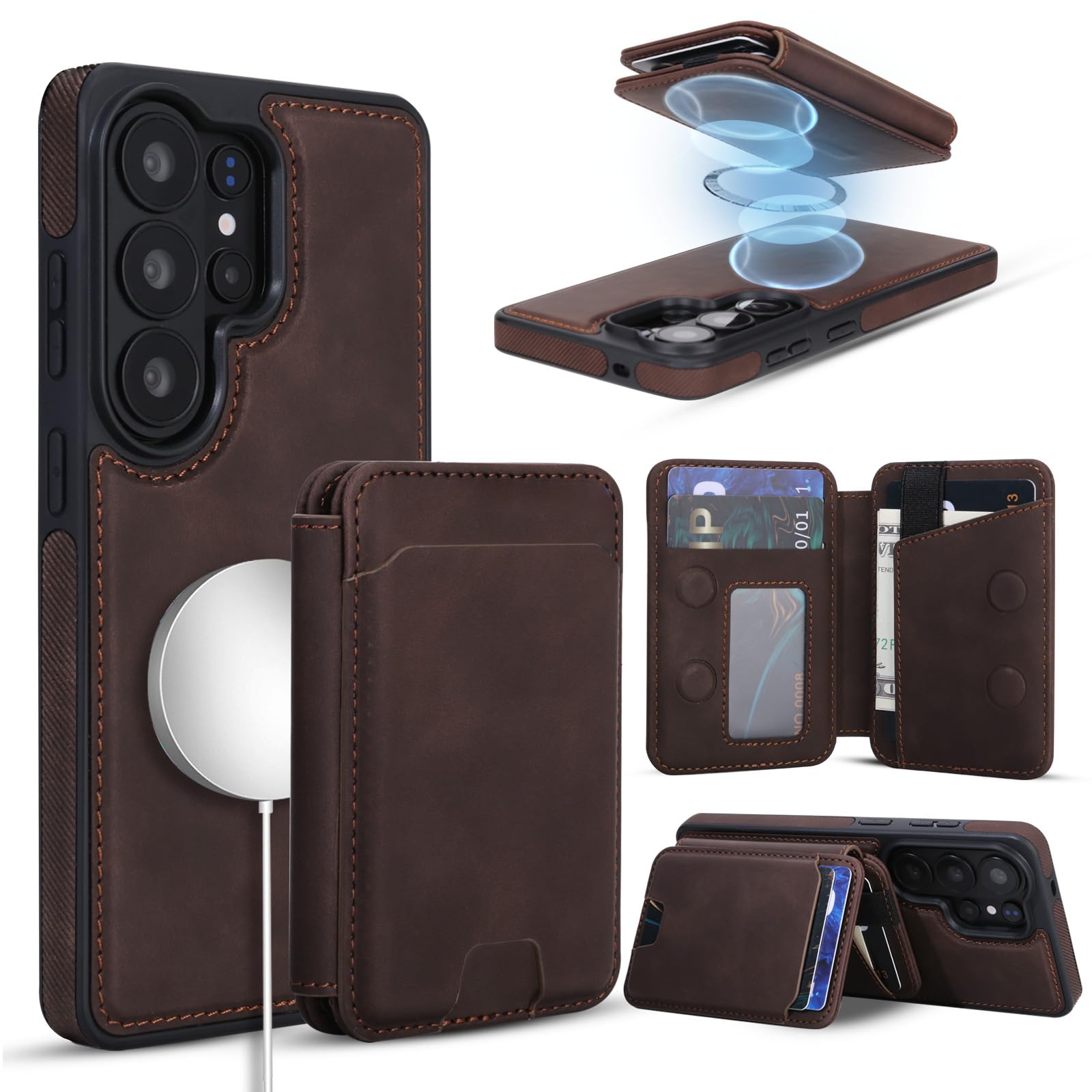 Magnetic Detachable Wallet Case for Samsung Galaxy S26 Ultra with Kickstand,2-in