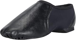 Linodes Unisex PU Leather Upper Slip-on Jazz Shoe with Circle Elastic for Women and Men's Dance Shoes