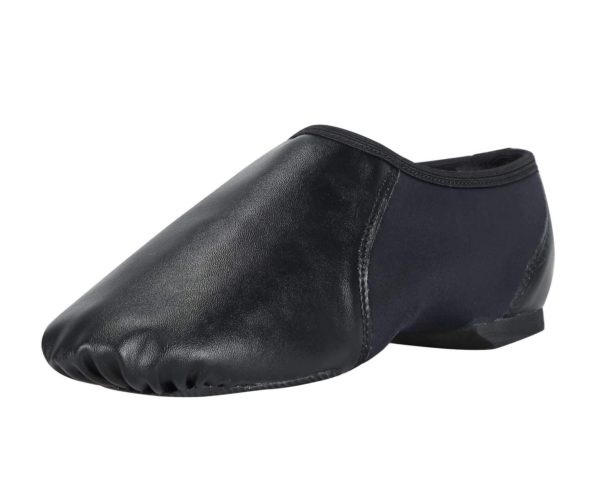 Linodes Unisex PU Leather Upper Slip-on Jazz Shoe with Circle Elastic for Women 