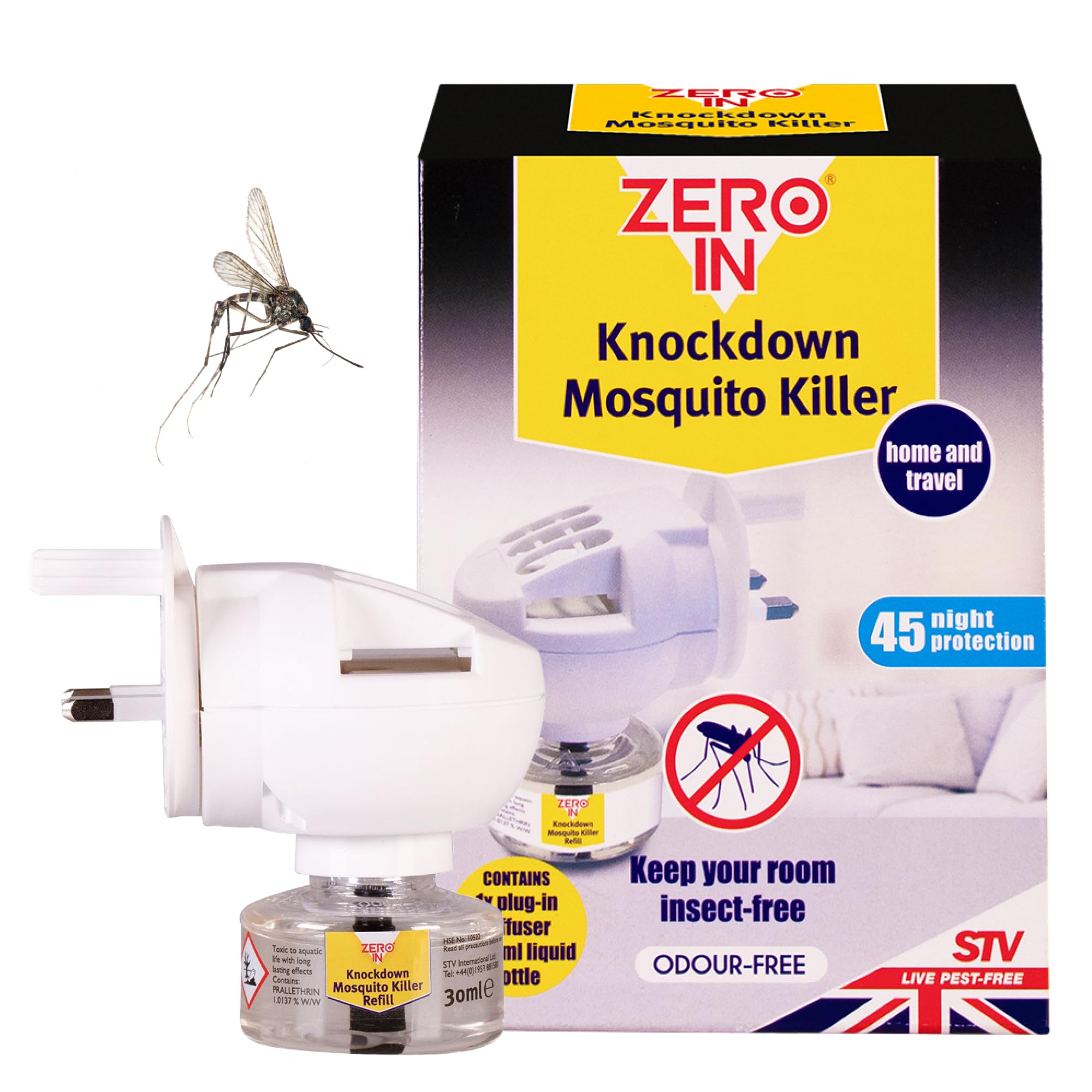 Zero In Knockdown Plug-In Mosquito Killer - Odour-Free Plug-In Insect Repellent 