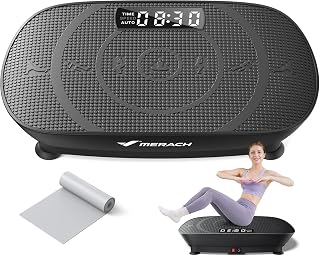 MERACH CV30 Pro Curved Vibration Plate Exercise Machine, Powerful & Quiet | 400lbs Capacity, Whole Body Workout Equipment for Lymphatic Drainage, Shake Plate with Bluetooth & Auto ON/OFF for Home Gym
