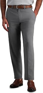 Haggar Cool Right Performance Flex Herren-Hose, gerade Passform, flache Vorderseite, Größe L und Tall