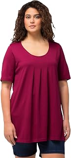 Ulla Popken Womenswear Plus Size Curvy Essential Front Pleat Tee Magnolia red 54+ 796473820
