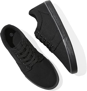 BENPAO Men's White Casual Tennis Shoes Black Canvas Sneakers