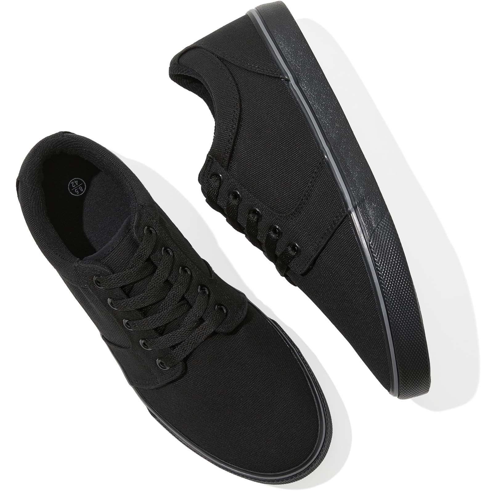 BENPAO Men's White Casual Tennis Shoes Black Canvas Sneakers