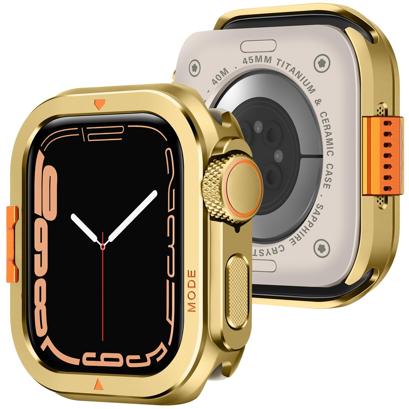 Amizee Metal Cover Compatible with Apple Watch Series 9/8/7 45 mm with Back Cove