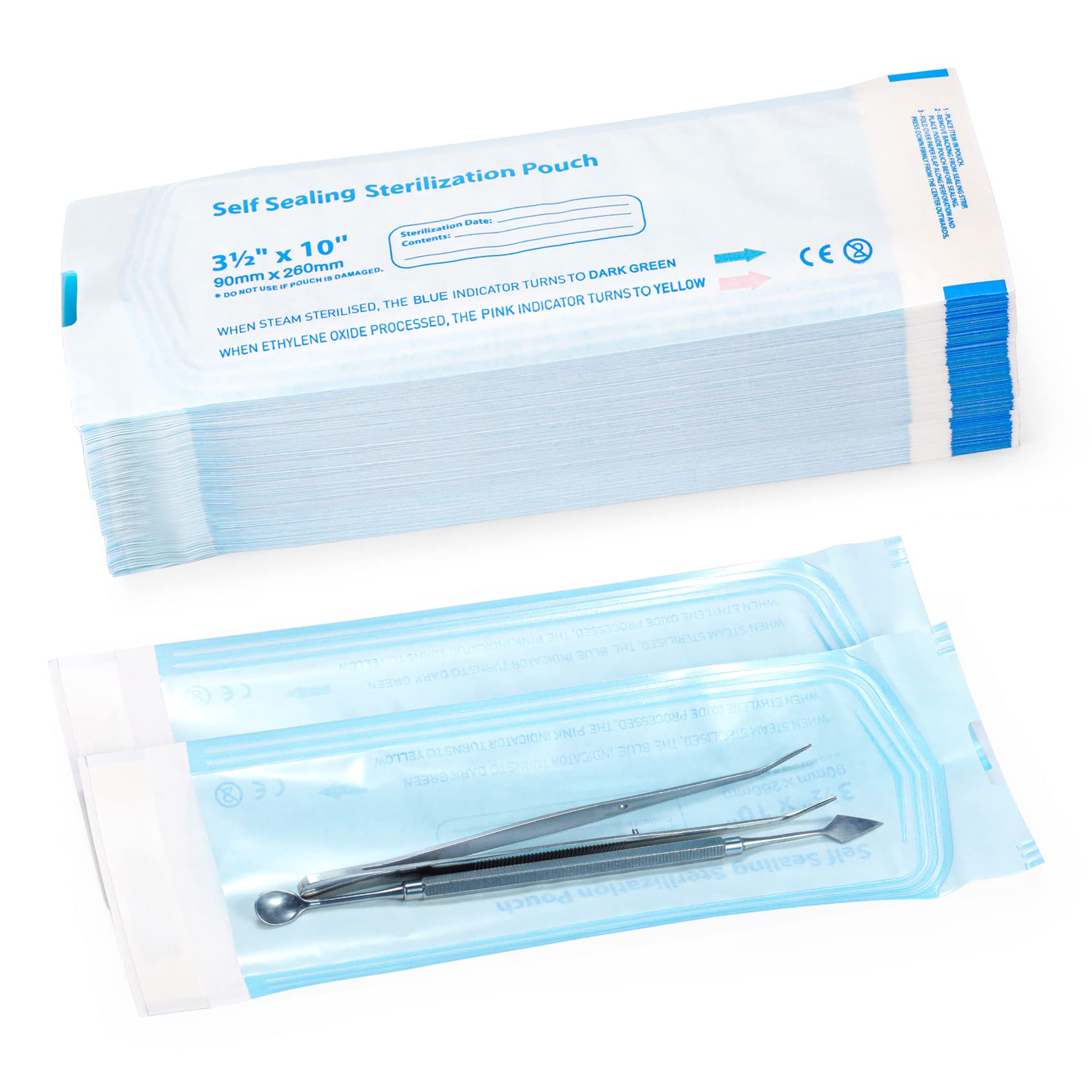 Annhua Self Seal Sterilization Pouch 3.5" x 10", Dental Sterilization Bags 100 P