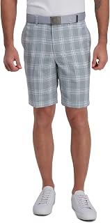 Haggar Men's Cool 18 Pro Straight Fit Flat Front Expandable Waist Patterned Short with Big & Tall Sizes