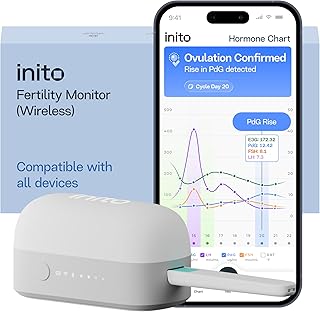Inito Fertility Monitor &amp; Hormone Tracker for Women | Track and Confirm Ovulation | Measures Estrogen, LH, PdG, FSH |Includes 15 Strips + Free app (Compatible with All Phones)