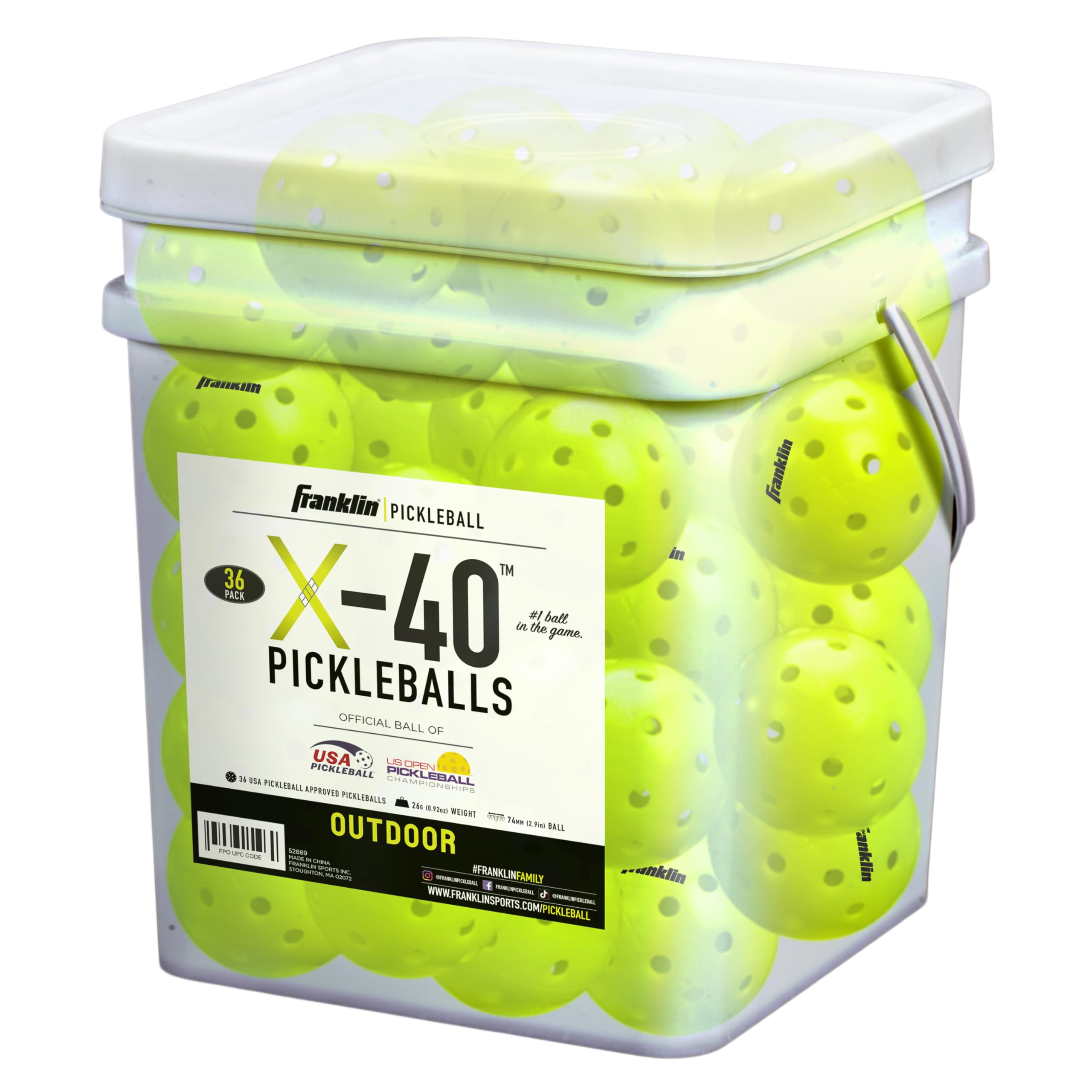 Franklin Sports X-40 Outdoor Performance Pickleballs - 12 Pack Bulk - USA Pickle