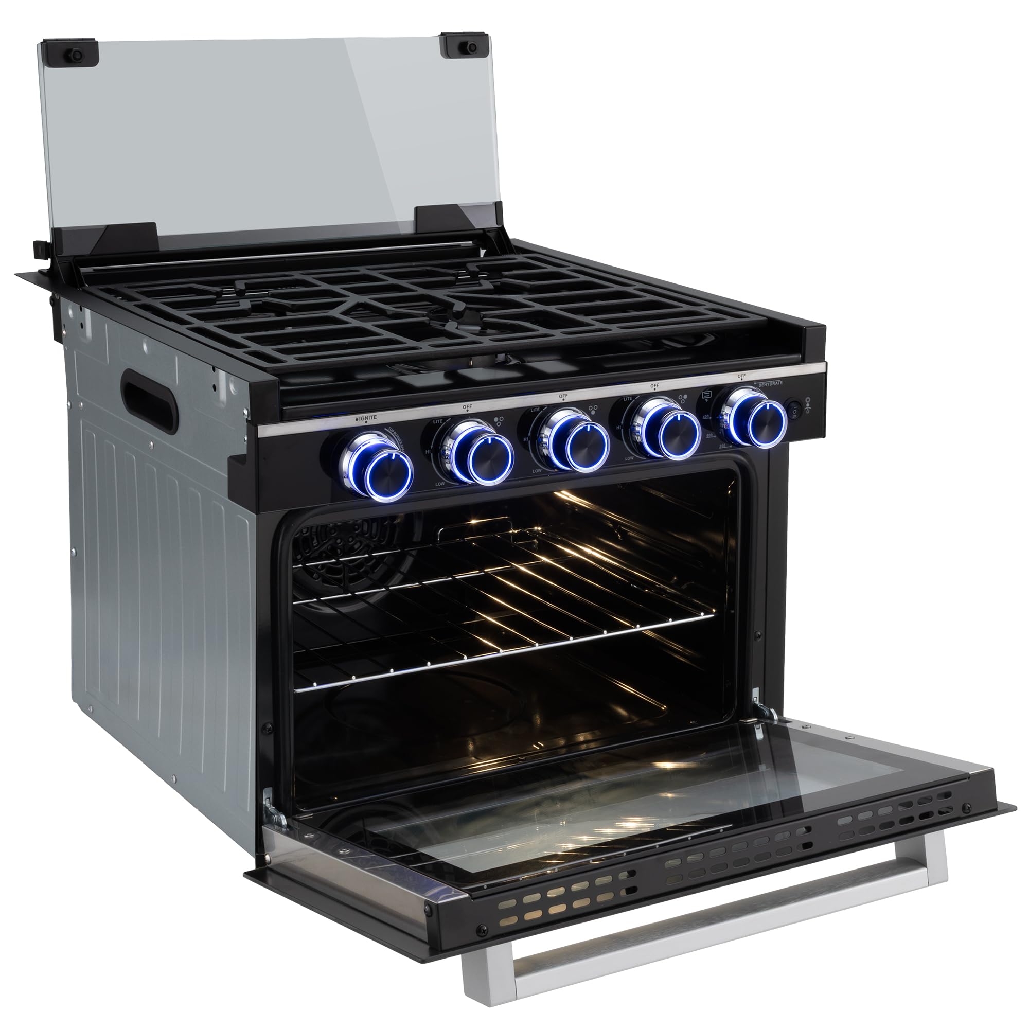 RecPro Suburban 17" RV Gas Range with Air Fryer, 3 Burner Stove | Multiple Cooki