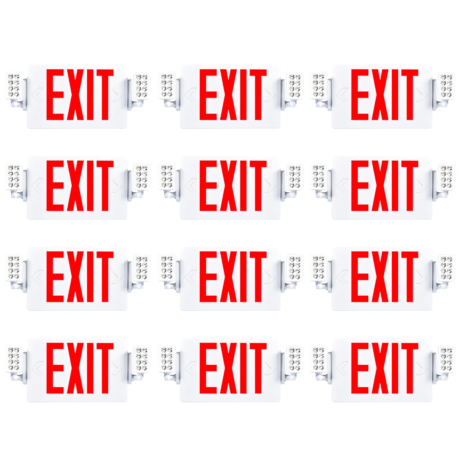 Sunco 12 Pack Red Exit Signs with LED Emergency Lights & Backup Battery | 120-27