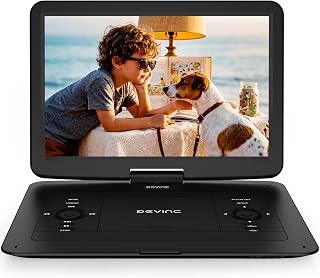 16.9" Portable DVD Player for Kids & Elderly –14.1" HD Swivel Screen, 6-Hour Battery, Plays DVDs/CDs/USB/SD, Sync to TV, High Volume Speaker, Region-Free, Includes Car Charger, Black