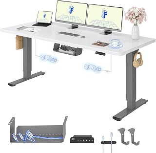 FLEXISPOT Desk Adjustable Height 180 x 80 cm, 2 Motors, Single Top 25 mm, Memory & Height Display, Ergonomic with Cable Management, Undershelf Shelf, Hooks and Cable Clips