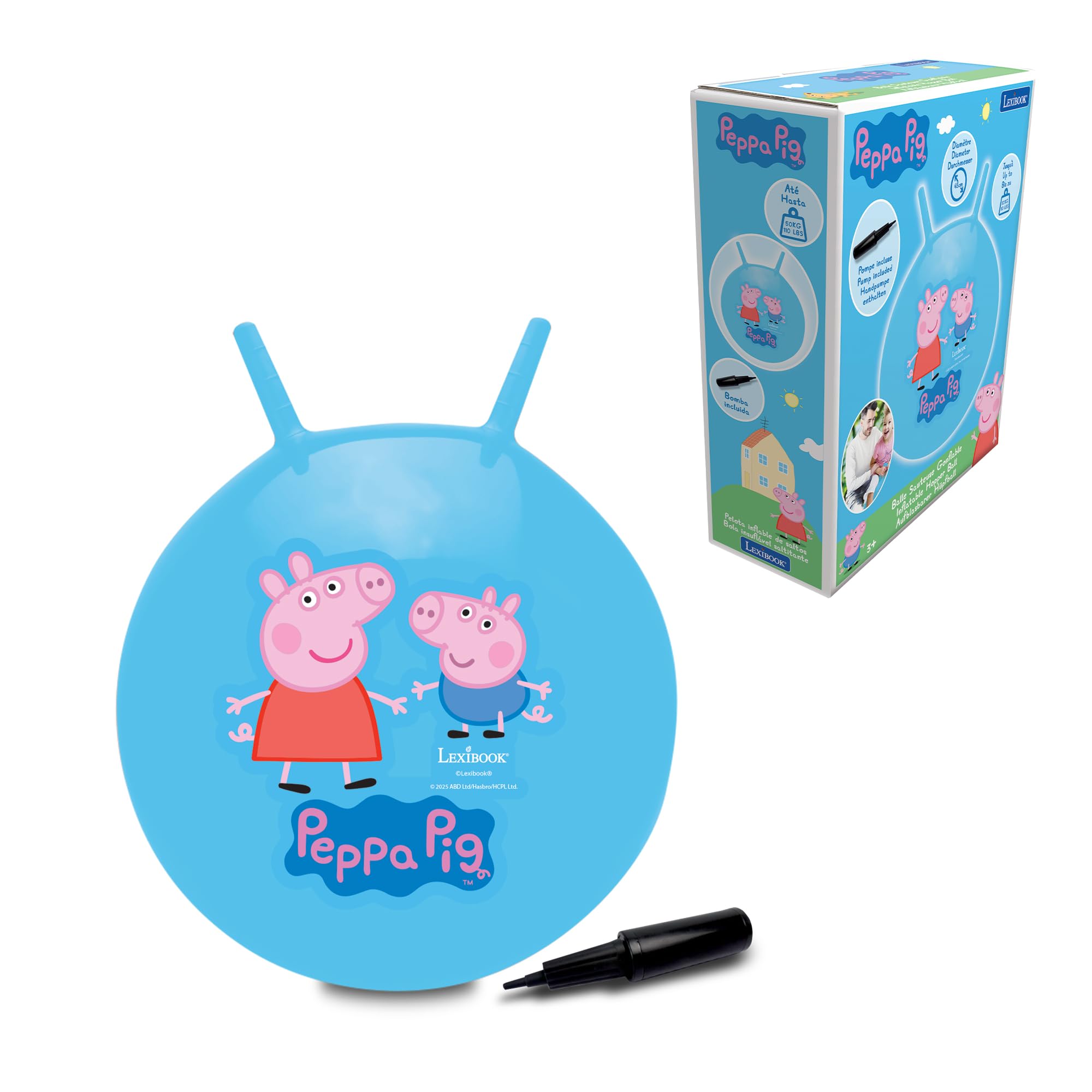 Lexibook, Peppa Pig Inflatable Jumping Ball, Hand Pump Included, Safe and Durabl