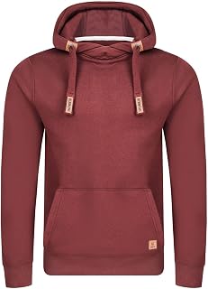 riverso Men's Hooded Jumper RIVNiklas Pullover Sweatshirt Hoodie Hood Kangaroo Pockets Cross Over Collar Regular Plain Cotton Grey Brown Green Red Blue Black S M L XL 2XL 3XL 4XL 5XL