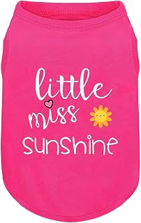 Pink Cotton Dog Shirt with 'Little Miss Sunshine' Print, Soft & Breathable Pet Apparel for Small to Large Dogs, All-Season Sleeveless Vest, Cute and Comfortable Dog Outfit.Pink Sun M