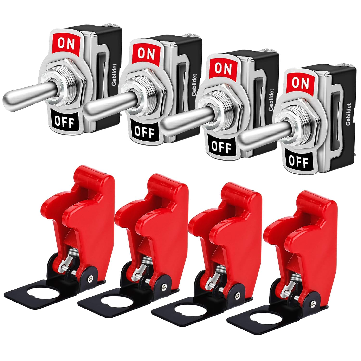 Gebildet Universal Rocker Toggle Switch with Waterproof Cap 10A/12VDC, 6A/24VDC,