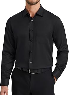 HISDERN mens dress shirts long sleeve button down casual mens contrast inside formal business tuxedo wedding