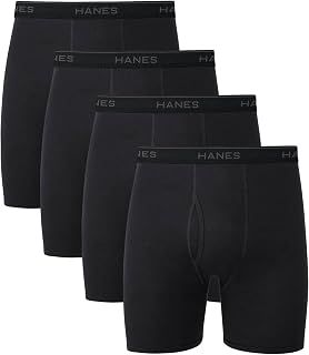 Hanes Men's 4-Pack Cotton Boxer Briefs, Comfort Flex Waistband