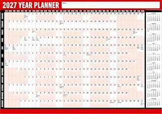 FIRST CHOICE KAYA 2027 Wall planner A1 - Large 85x58 cm Laminated Year Calendar with 200+ Stickers - Reusable Year-at-a-Glance Planner for Home, Office, School & Business Organisation