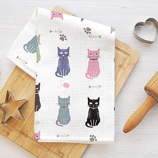 Cute Cat-Shaped Kitchen Towels, 40.6 x 63.6 cms (16 x 25 inches), Holiday Decoration, Tea Towels - 3 Pack