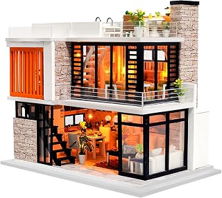 Spilay DIY Miniature House Kit for Adults, Miniature Dollhouse Kit | With Warm LED Light & Music Box, Wooden Craft Building Set for Bookshelf Decor, Home Display & Creative Gifts for DIY Lovers