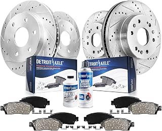 Detroit Axle - Brake Kit for Chevy GMC Silverado Sierra 1500 Tahoe Yukon XL | Suburban Escalade ESV Drilled Disc Rotors Ceramic Brake Pads Replacement 12.99" Front &amp; 13.58" Rear Rotor