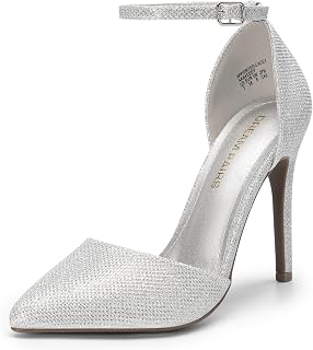DREAM PAIRS Women's Pointed Toe Ankle Strap High Heel Pumps Wedding Shoes
