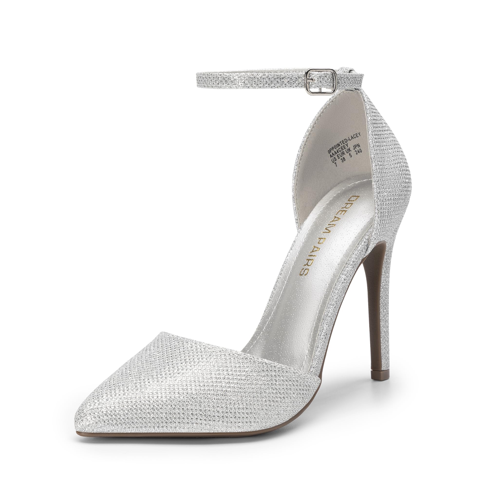DREAM PAIRS Women's Pointed Toe Ankle Strap High Heel Pumps Wedding Shoes