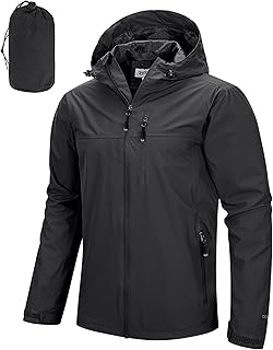 33,000ft Men's Packable Rain Jacket Waterproof Raincoat with Hood